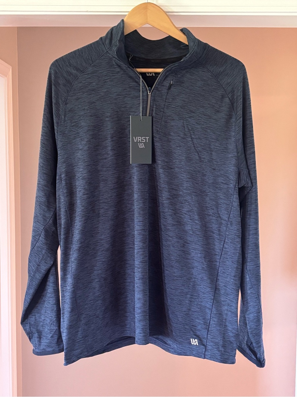 VRST Large Heathered Navy Active Top Quarter Zip